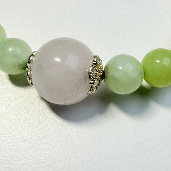 Handmade Light Green Stone Bracelet with Clear Center Bead - Picture 5 of 6